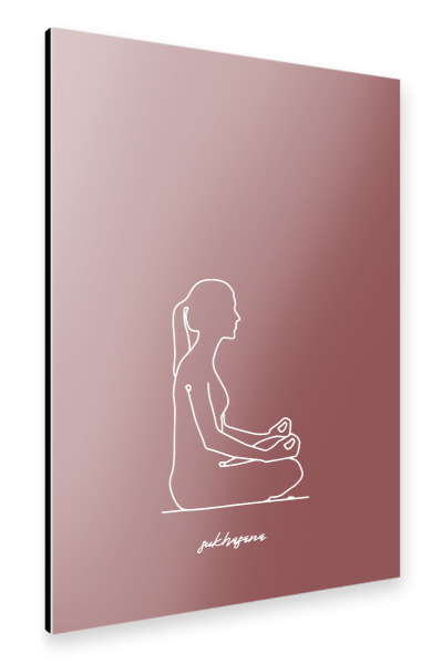 Alu-Dibond "Yoga Sukhasana rot one line" 30x20 cm artboxONE