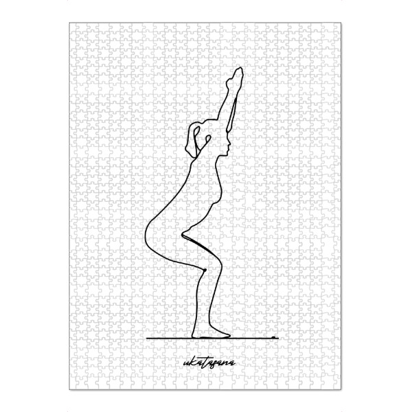 Puzzle Ravensburger "Yoga Ukatasana bw one line" artboxONE - Menschen,Sport