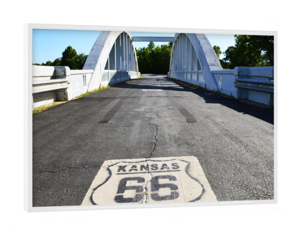 Poster mit weißem Rahmen "Route 66 Kansas" artboxONE - Reise,Reise / Länder