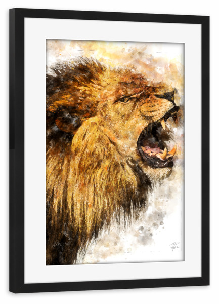 Poster mit Rahmen schwarz "Löwe Porträt" artboxONE - Natur,Tiere,Reise / Afrika