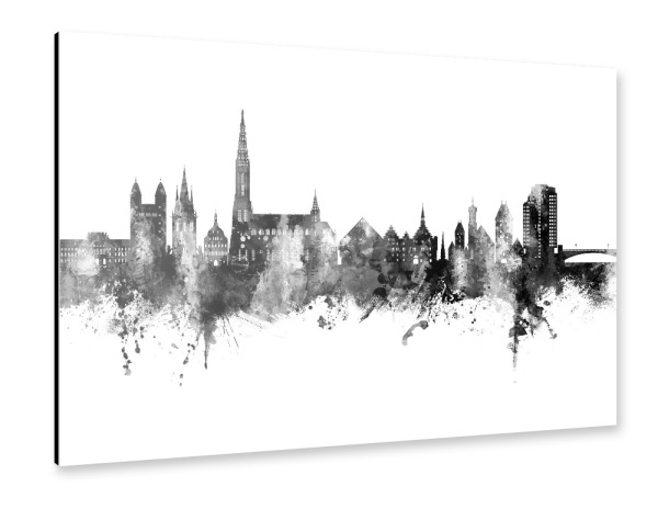 Alu-Dibond "Ulm Germany Skyline Black" 30x20 cm artboxONE