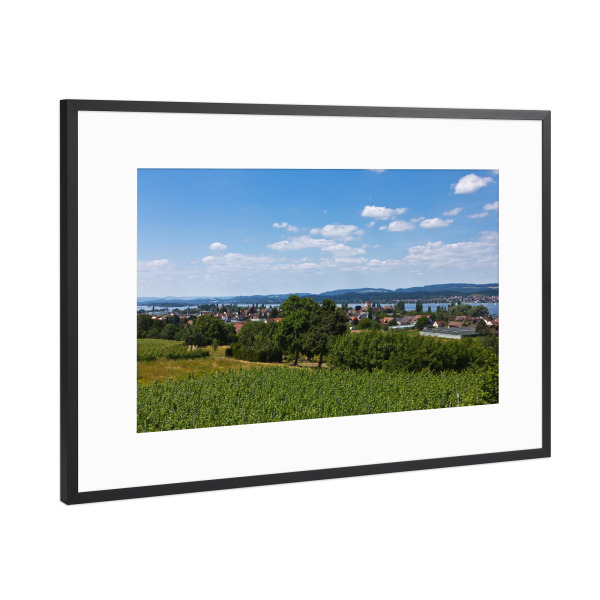 Poster mit Rahmen Schwarz (Metallic) "Landschaft am Bodensee" artboxONE - Natur,Reise