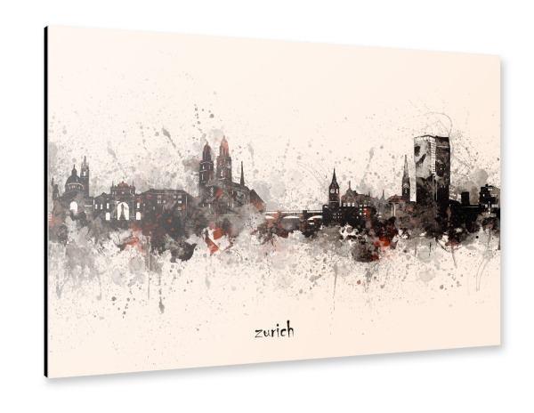 Alu-Dibond "Zurich skyline artistic beige" 30x20 cm artboxONE