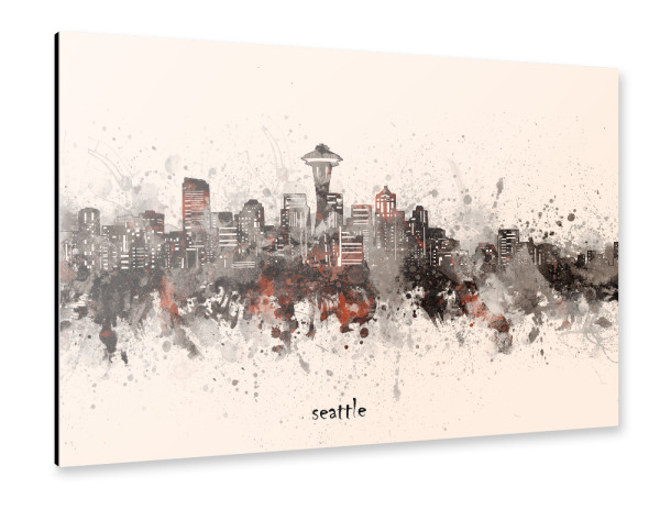 Alu-Dibond "Seattle skyline artistic beige" 30x20 cm artboxONE