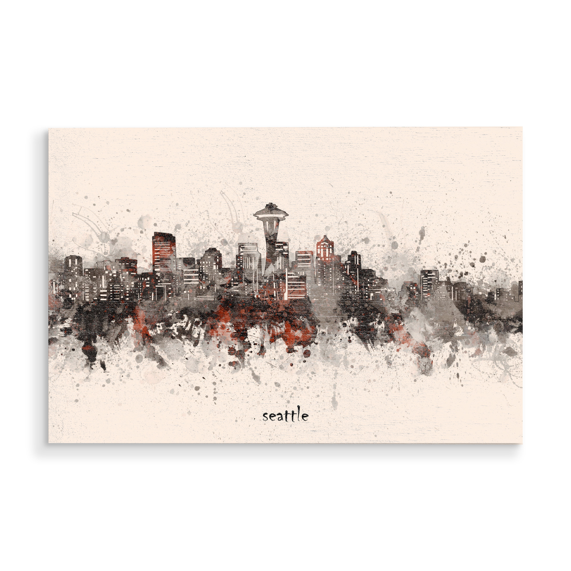 Holzbild "Seattle skyline artistic beige" artboxONE - Städte,Reise,Architektur
