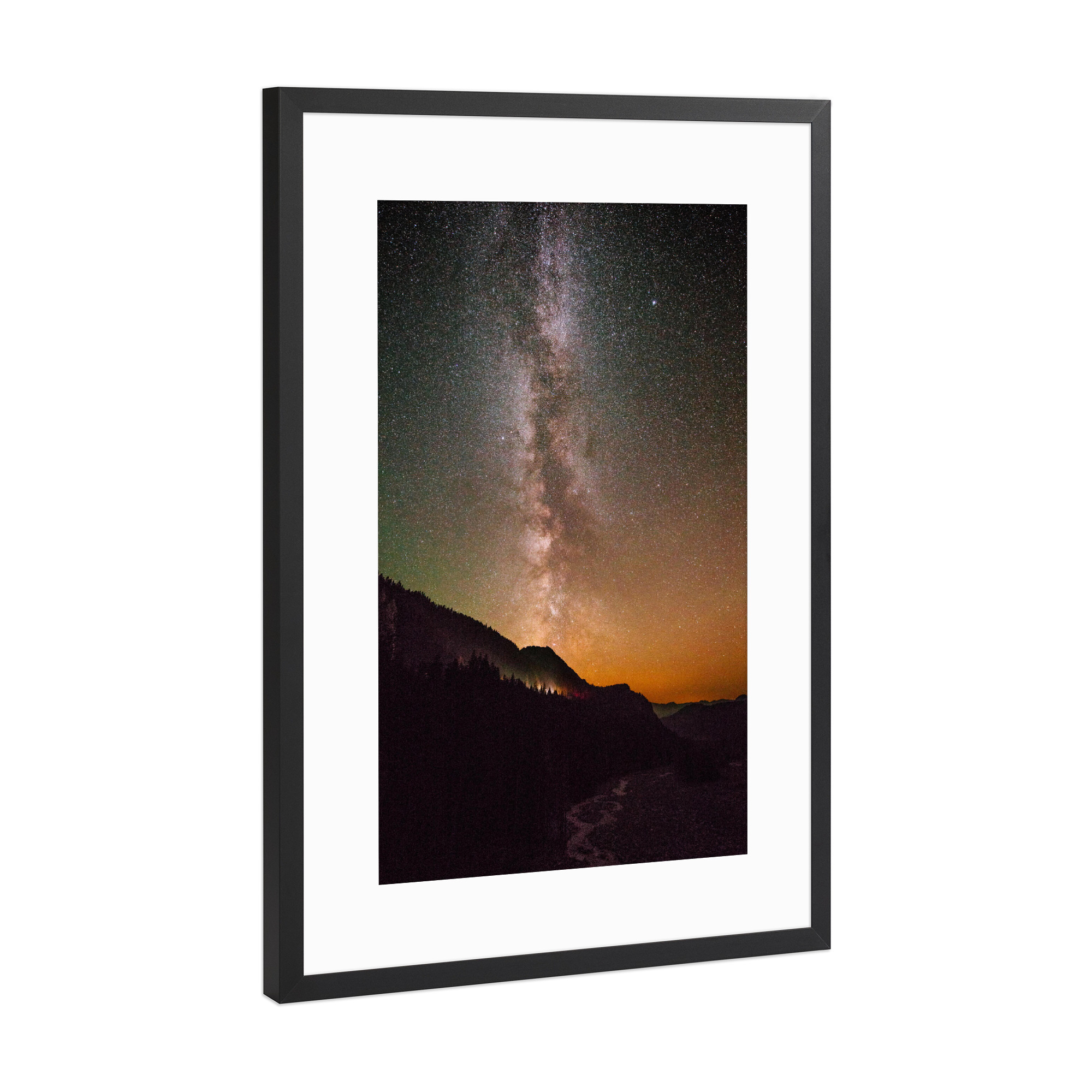 Poster mit Rahmen Schwarz (Metallic) "Nightscape at Nisqually River" artboxONE - Natur,Reise
