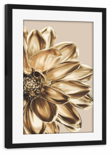 Poster mit Rahmen schwarz "Flower in Gold" artboxONE - Natur,Floral
