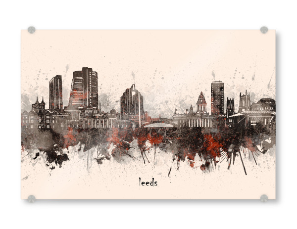 Acrylglasbild "Leeds skyline artistic beige" artboxONE - Städte,Architektur