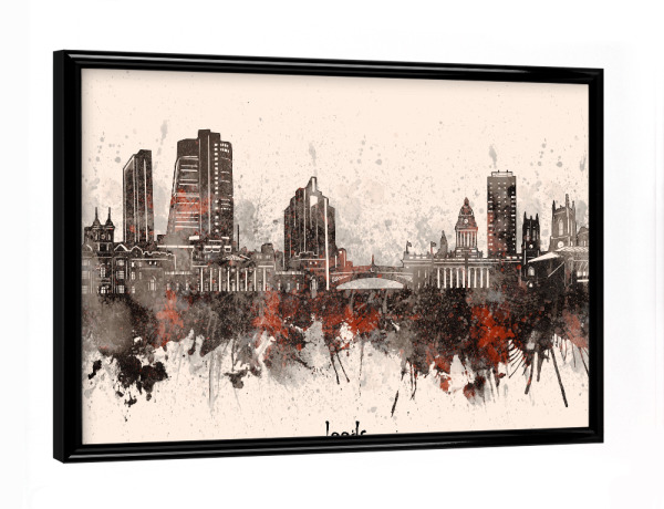 Poster mit schwarzem Rahmen "Leeds skyline artistic beige" artboxONE - Städte,Architektur