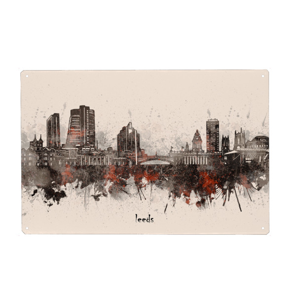 Metall Poster "Leeds skyline artistic beige" artboxONE - Städte,Architektur