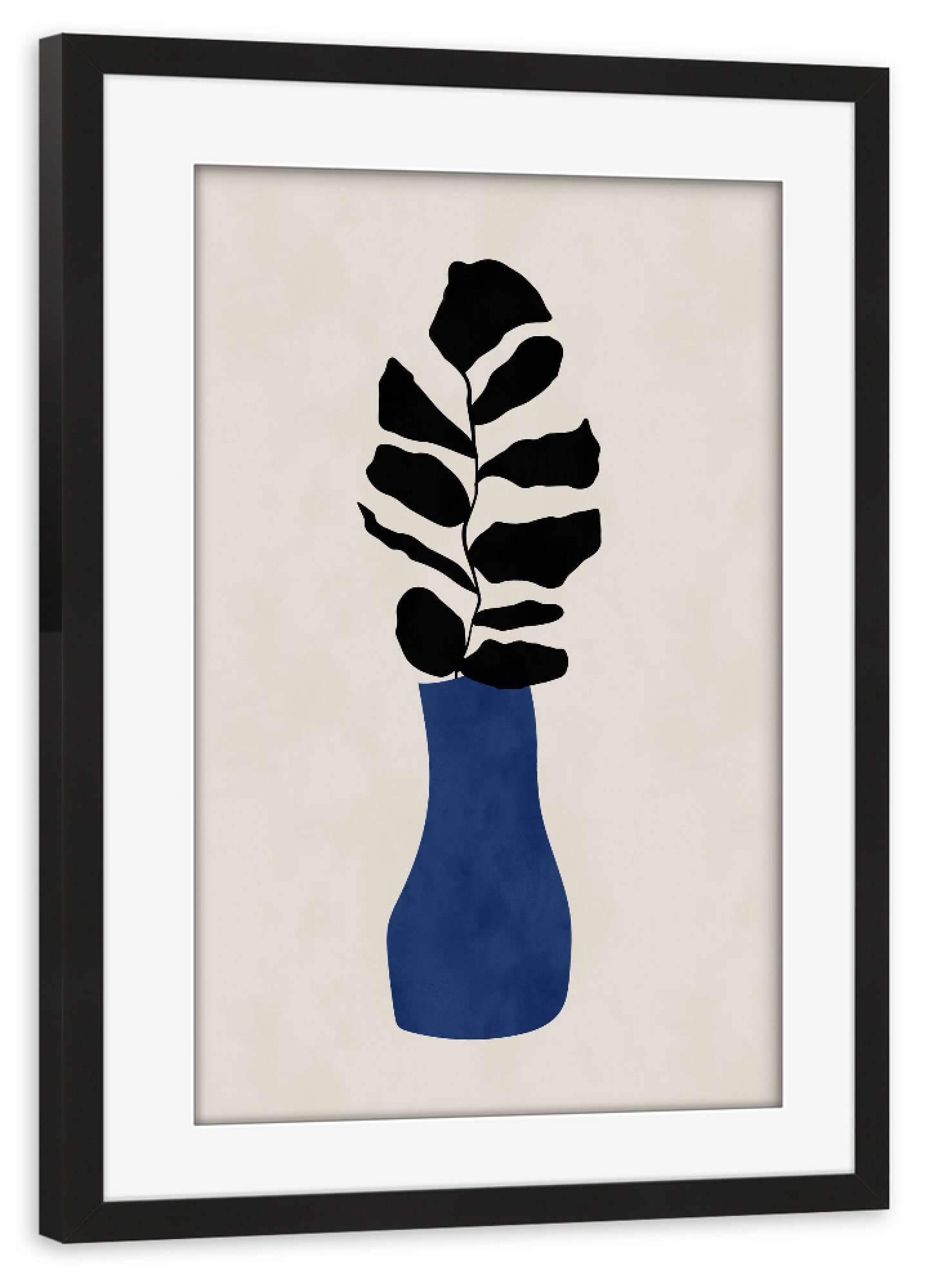 Poster mit Rahmen schwarz "BLUE VASE" artboxONE - Floral,Abstrakt