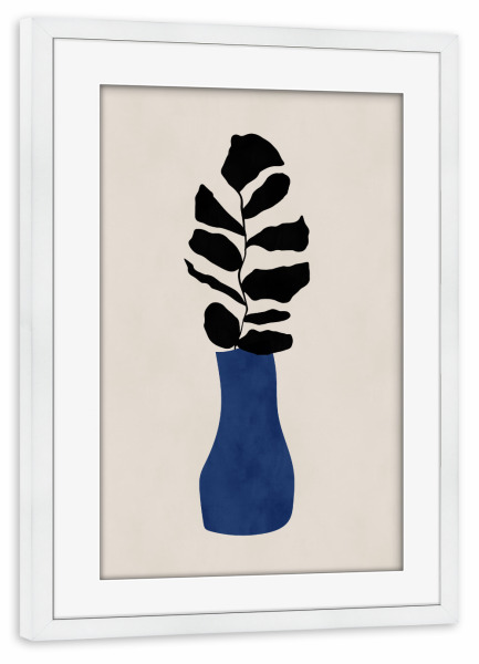 Poster mit Rahmen weiß "BLUE VASE" artboxONE - Floral,Abstrakt