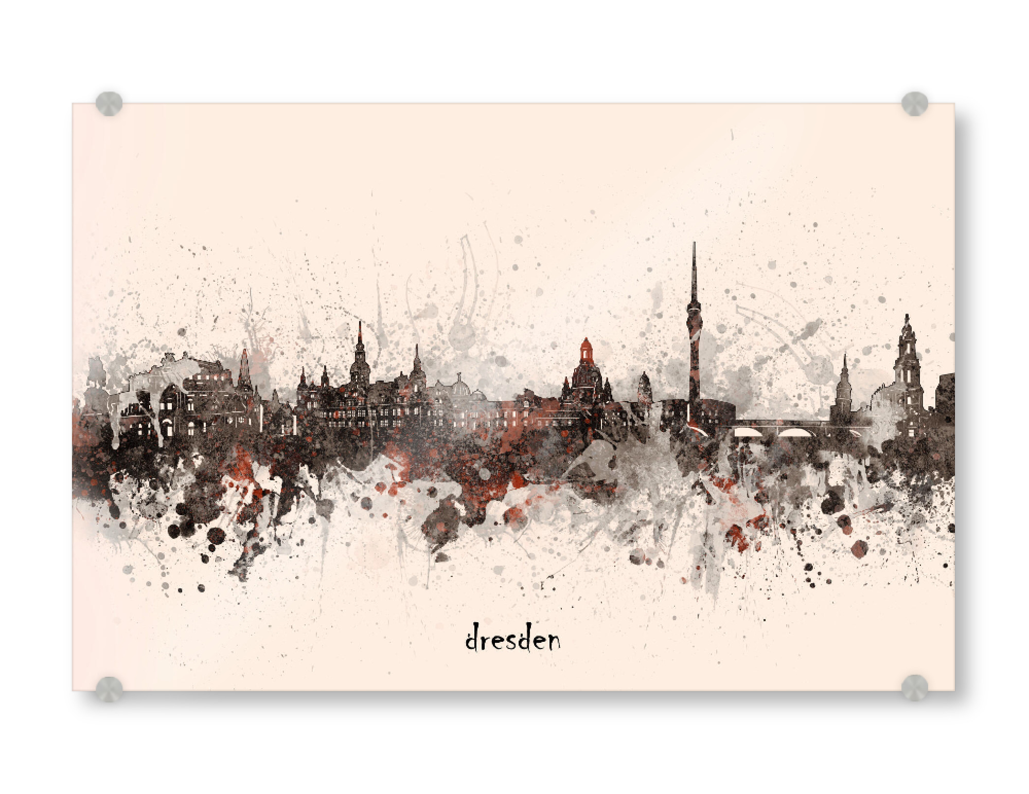 Acrylglasbild "Dresden skyline artistic beige" artboxONE - Städte,Reise,Architektur,Städte / Dresden