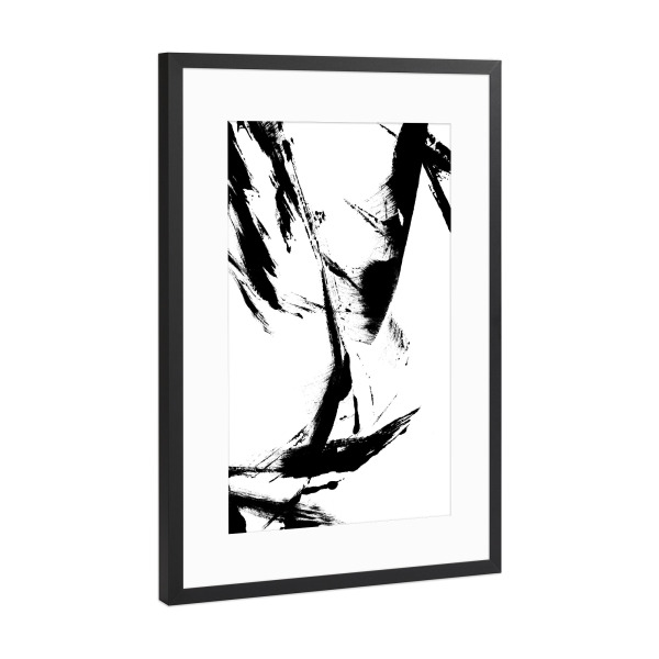 Poster mit Rahmen Schwarz (Metallic) "Feathery Streak" artboxONE - Abstrakt - Acryl,Acrylmalerei,Pinselstriche,Textur