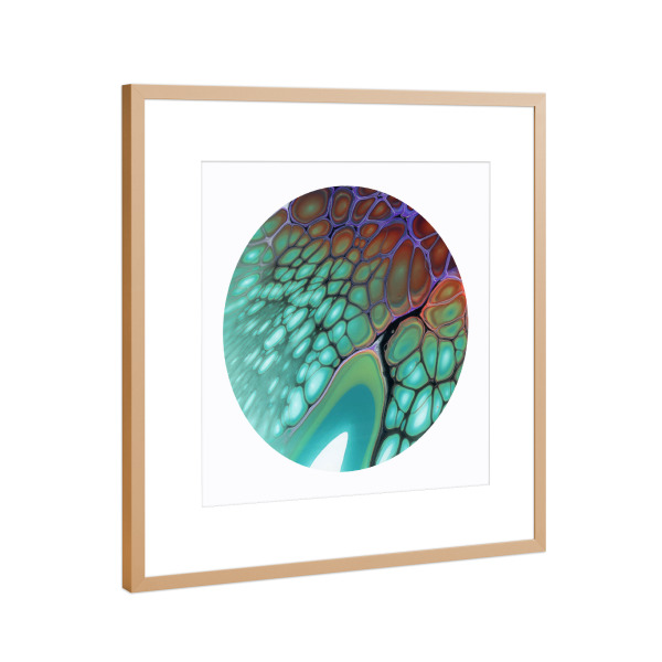 Poster mit Rahmen Kupfer "Green Cells Art" artboxONE - Abstrakt