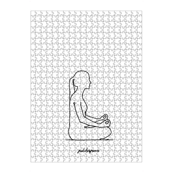 artboxONE Puzzle "Yoga Sukhasana bw one line" artboxONE - Menschen,Sport