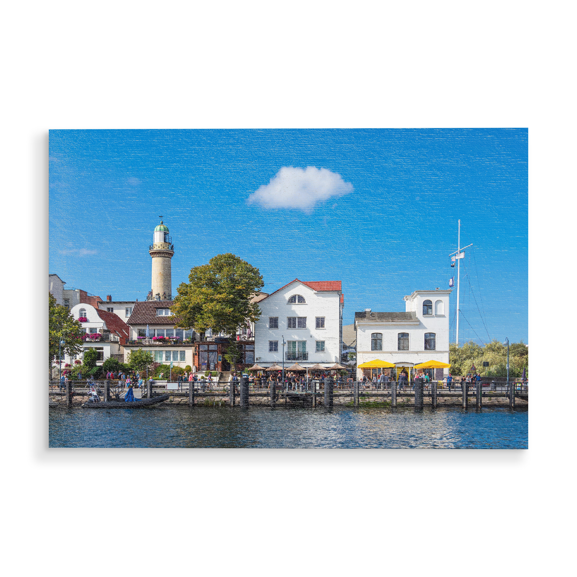 Holzbild "Leuchtturm von Warnemünde" artboxONE - Reise,Architektur,Reise / Strand und Meer