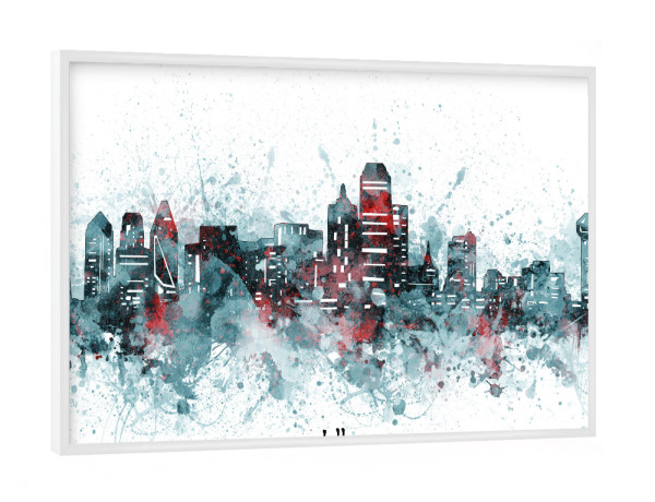 Poster mit weißem Rahmen "Dallas skyline artistic grey" artboxONE - Städte,Reise,Architektur