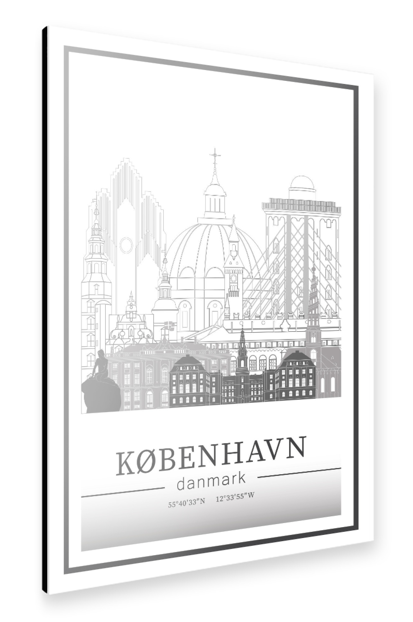 Alu-Dibond "Copenhagen skyline line art" 75x50 cm artboxONE