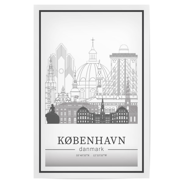 Poster 30x20 cm "Copenhagen skyline line art" artboxONE - Städte,Reise,Architektur,Städte / København,Kartografie