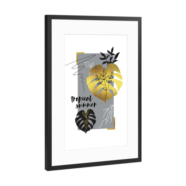 Poster mit Rahmen Schwarz (Metallic) "Liebe zur Natur Tropischer Sommer" artboxONE - Natur,Abstrakt