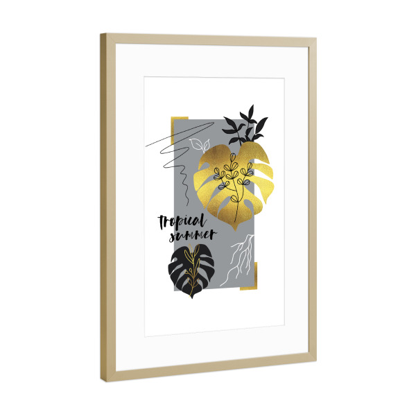 Poster mit Rahmen Gold "Liebe zur Natur Tropischer Sommer" artboxONE - Natur,Abstrakt