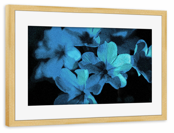 Poster mit Rahmen kiefer "Pop Art Blumen Blau Grün Schwarz" artboxONE - Natur,Floral,Abstrakt,Für Mama