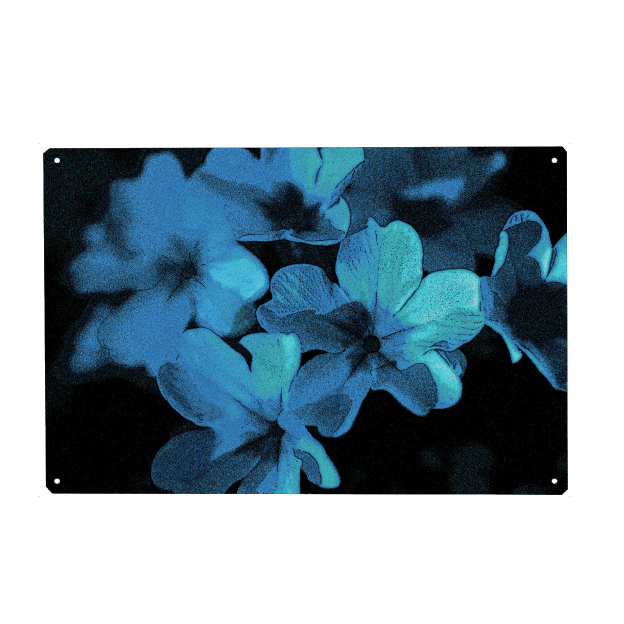Metall Poster "Pop Art Blumen Blau Grün Schwarz" artboxONE - Natur,Floral,Abstrakt,Für Mama