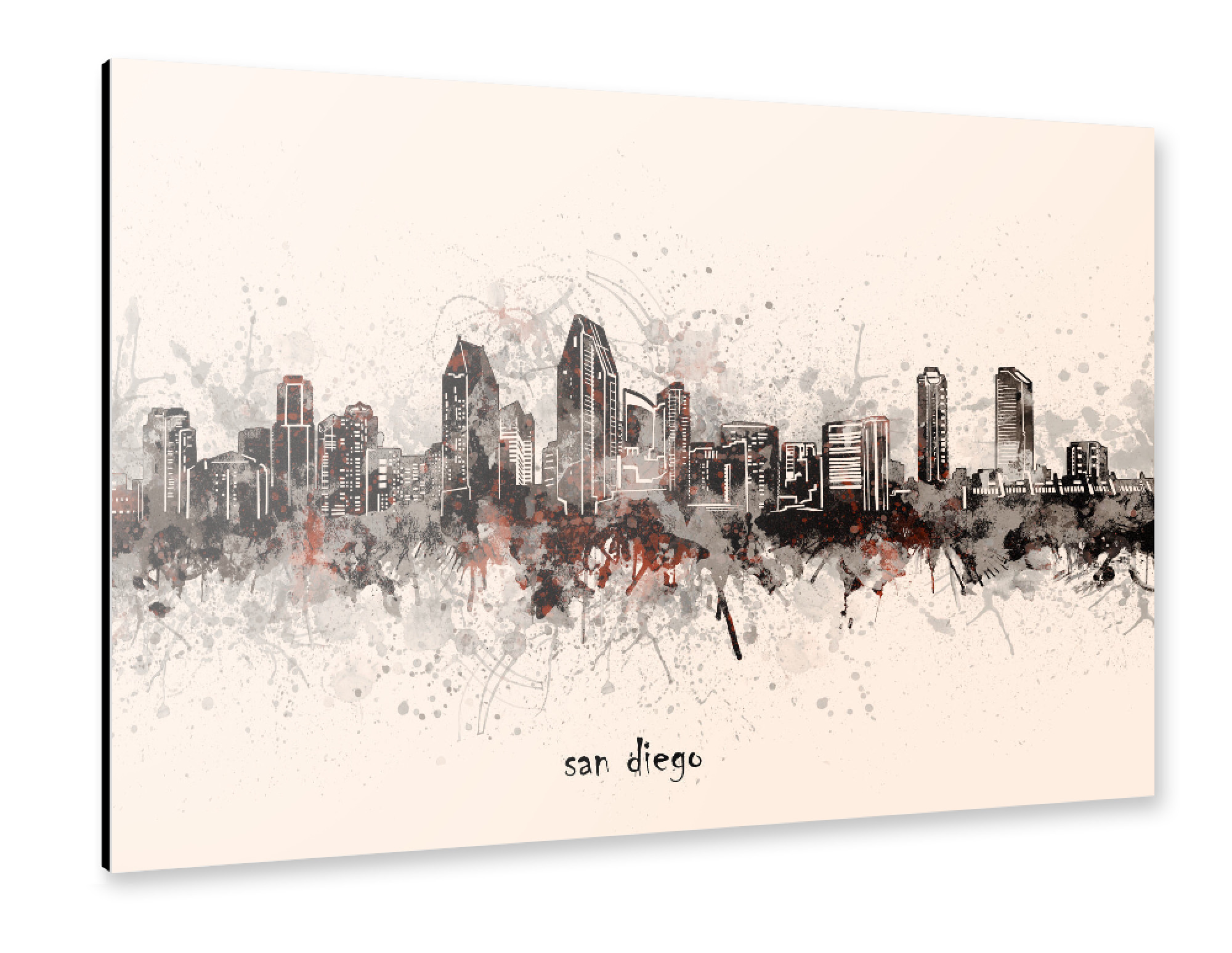 Alu-Dibond "San diego skyline artistic beige" 30x20 cm artboxONE