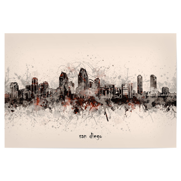 Poster "San diego skyline artistic beige" artboxONE - Städte,Reise,Architektur