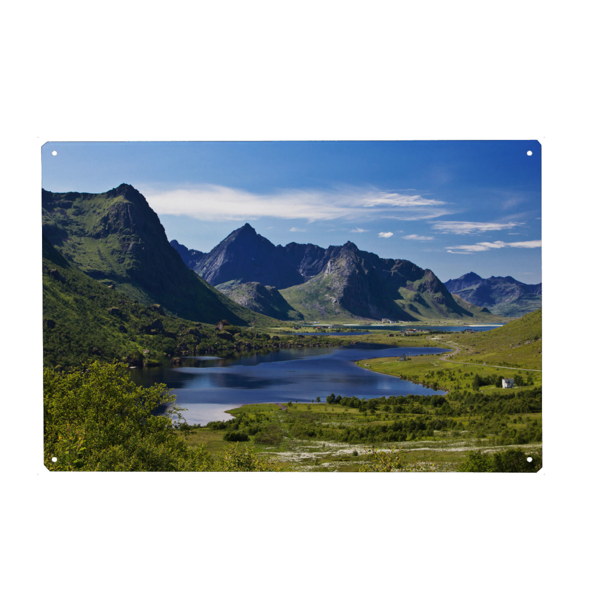 Metall Poster "Fjordblick auf den Lofoten" artboxONE - Natur,Reise,Reise / Strand und Meer,Reise / Länder