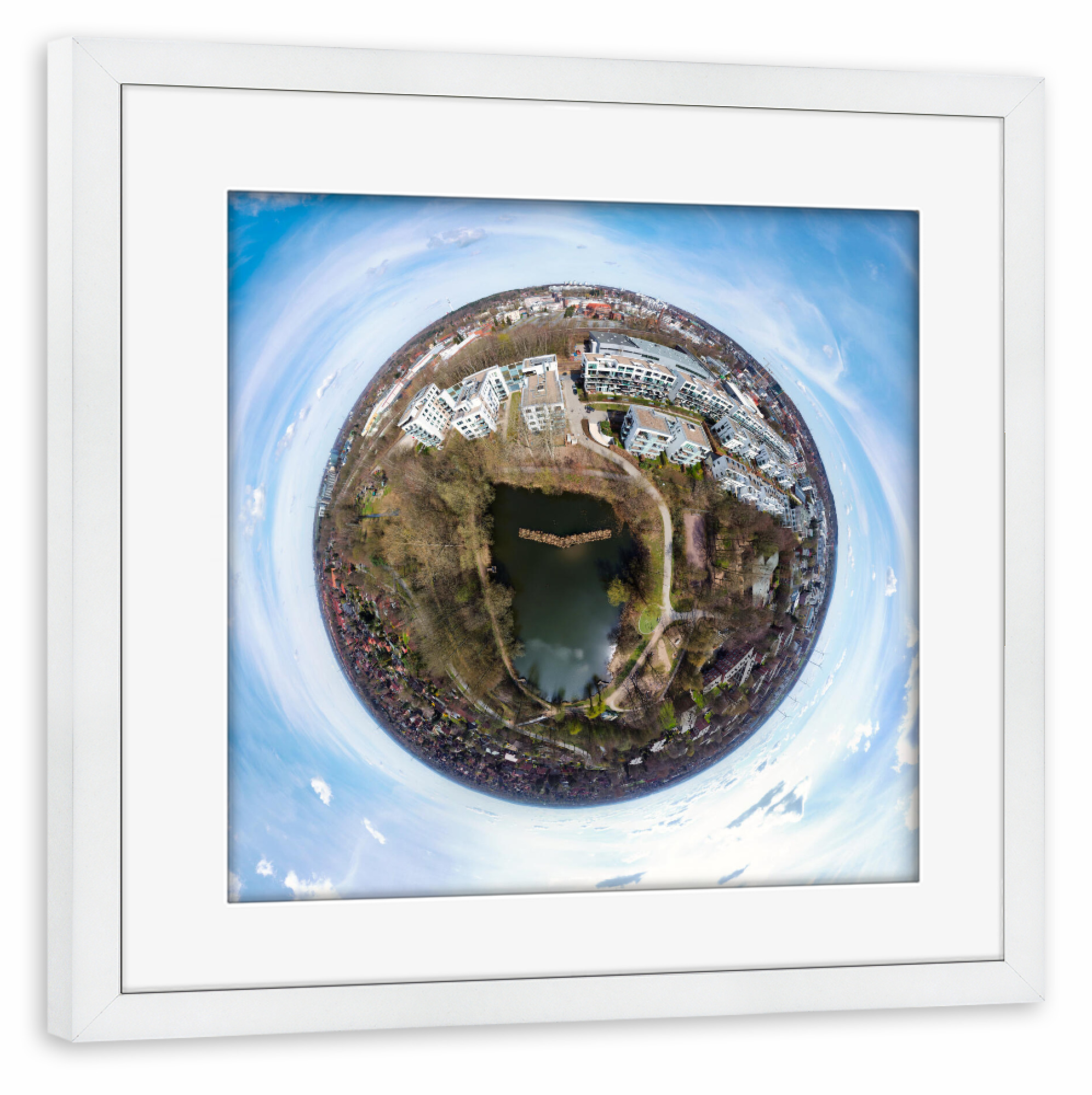 Poster mit Rahmen weiß "Hamburg-Nettelnburger Baggersee" artboxONE - Städte,Städte / Hamburg,Natur,Reise,Reise / Länder