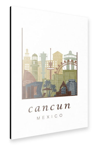 Alu-Dibond "Cancun skyline light brown" 30x20 cm artboxONE