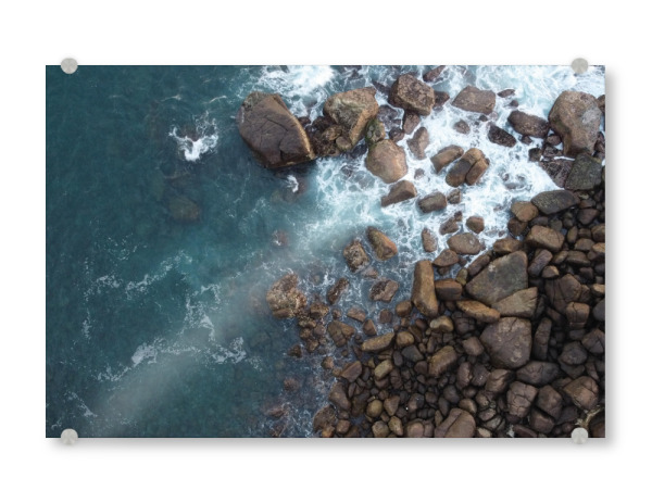 Acrylglasbild "Waves crashing" artboxONE - Reise / Strand und Meer - Stones,Waves,Beach,Drone,Dji,Steine,Küste,Coast,Sea,Meer,Wellen,Natur,Nature,View
