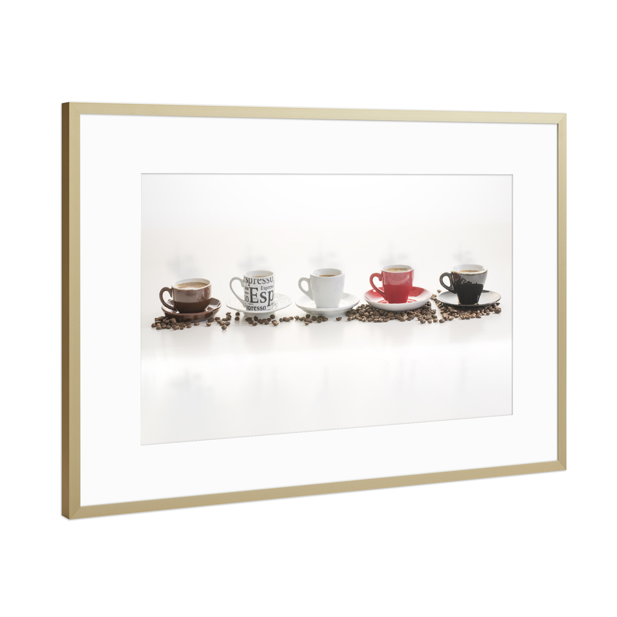 Poster mit Rahmen Gold "Variation von Espresso" artboxONE - Essen & Trinken