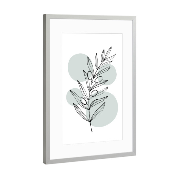 Poster mit Rahmen Silber "Buffiere-Botanicals Olive" artboxONE - Natur,Floral,Essen & Trinken / Obst & Gemüse
