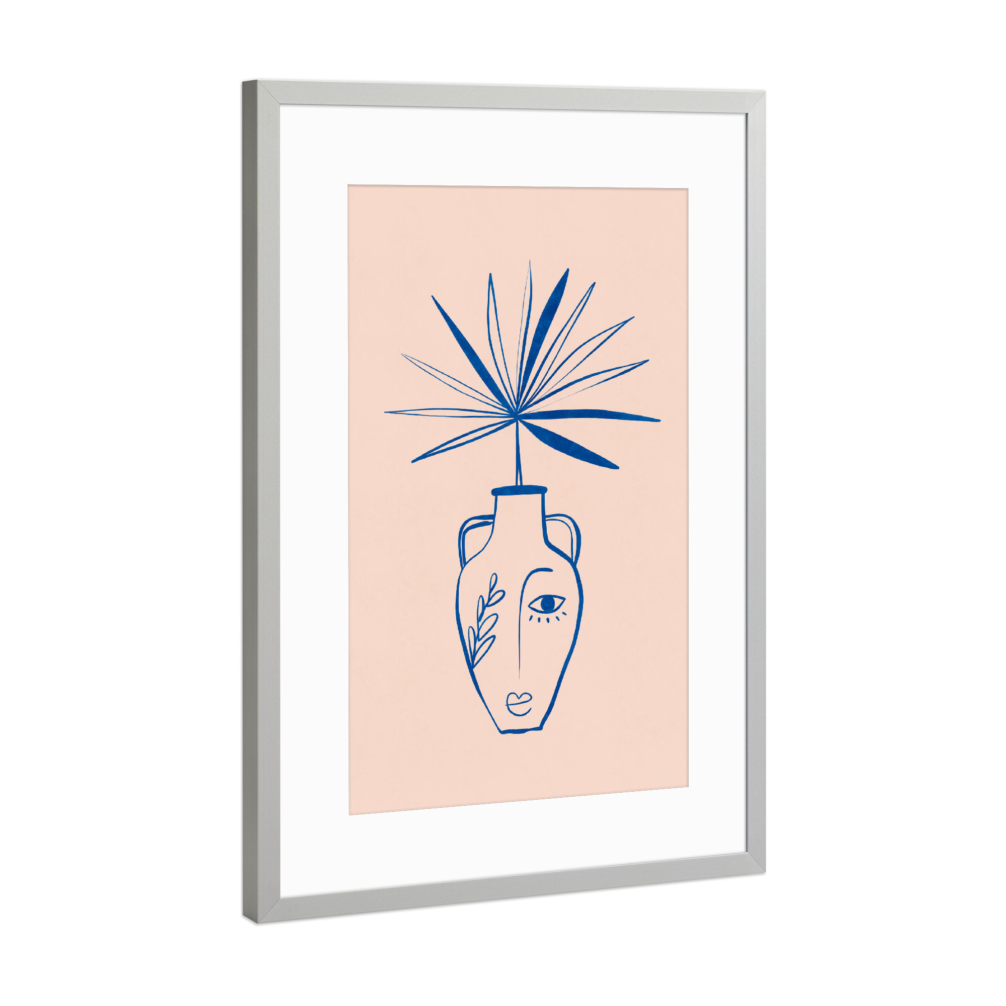 Poster mit Rahmen Silber "Buffiere-Antike Vase Gesicht" artboxONE - Floral