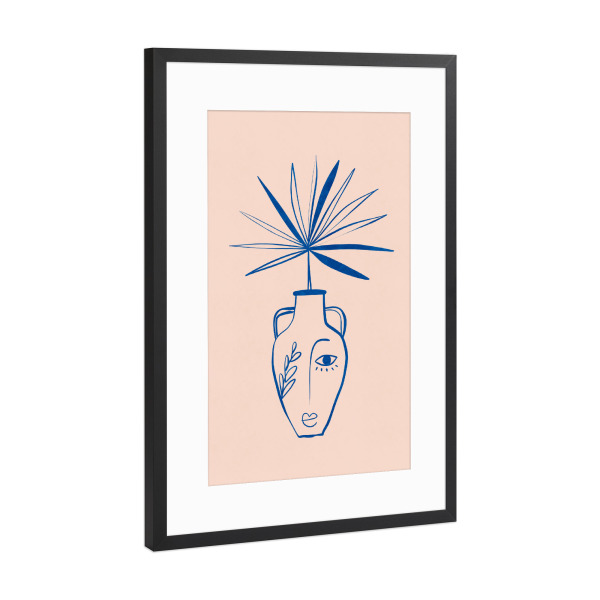 Poster mit Rahmen Schwarz (Metallic) "Buffiere-Antike Vase Gesicht" artboxONE - Floral