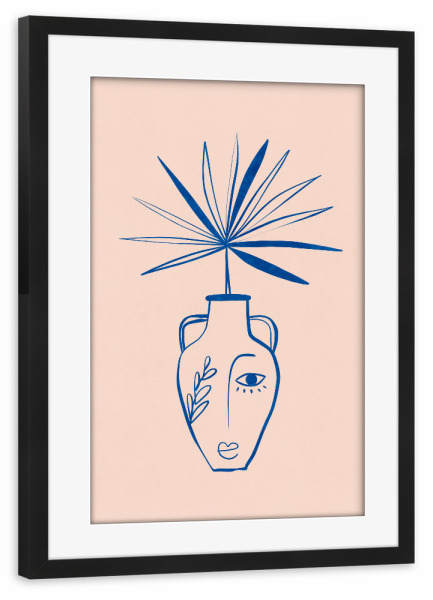 Poster mit Rahmen schwarz "Buffiere-Antike Vase Gesicht" artboxONE - Floral