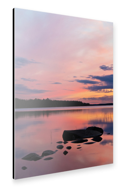 Alu-Dibond "Steine im See Lentua" 30x20 cm artboxONE