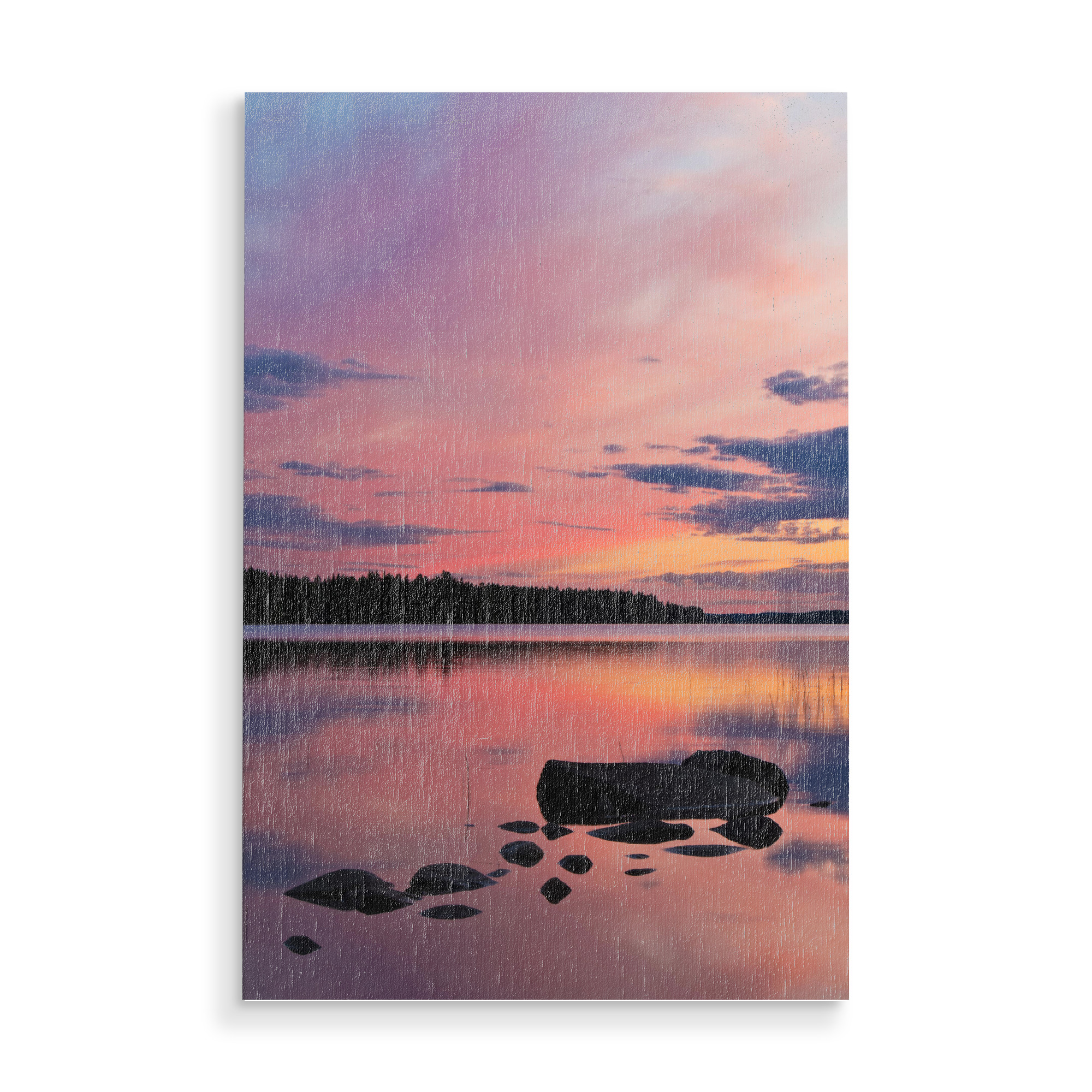 Holzbild "Steine im See Lentua" artboxONE - Natur,Reise,Reise / Länder