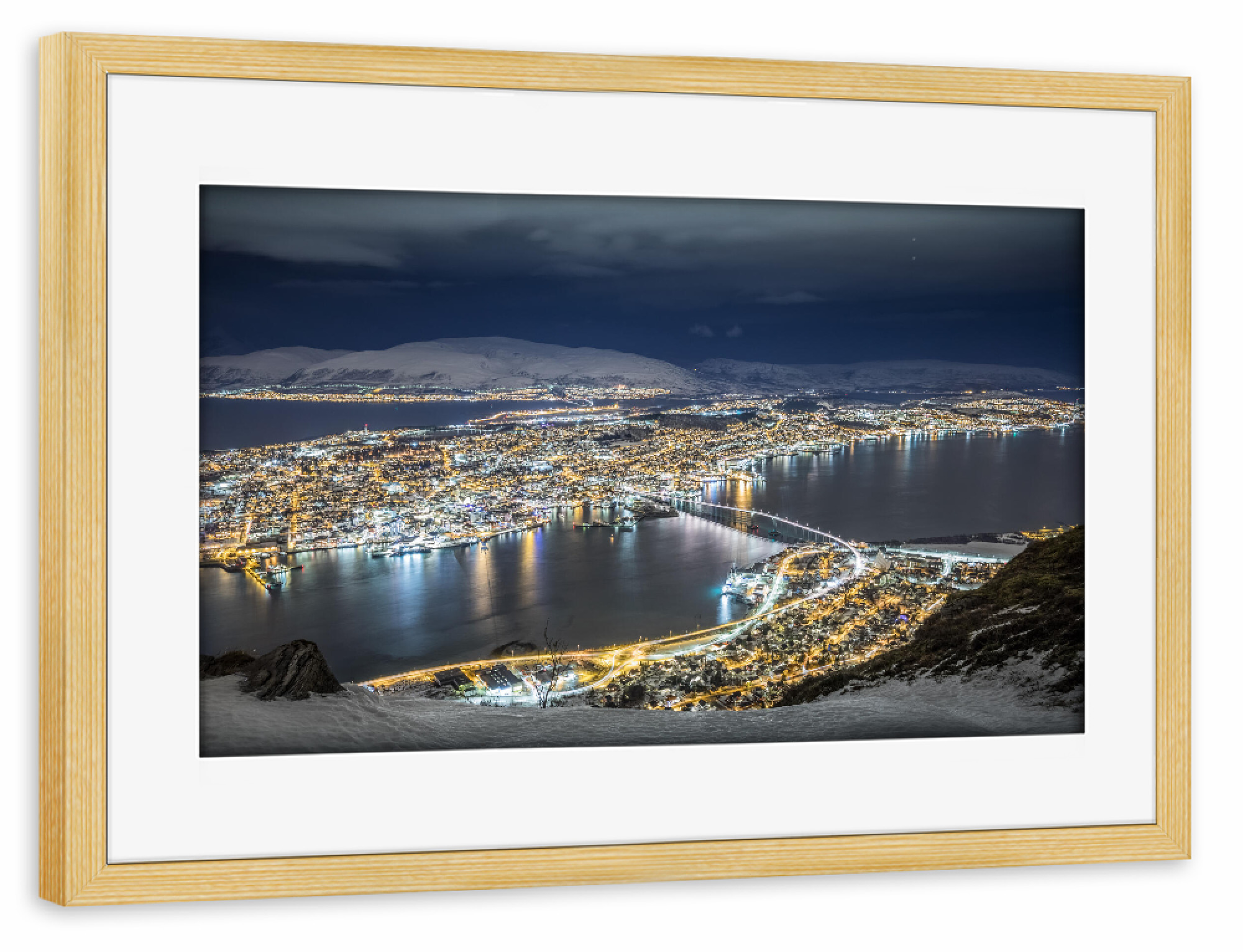 Poster mit Rahmen kiefer "Tromso winter's night" artboxONE - Städte