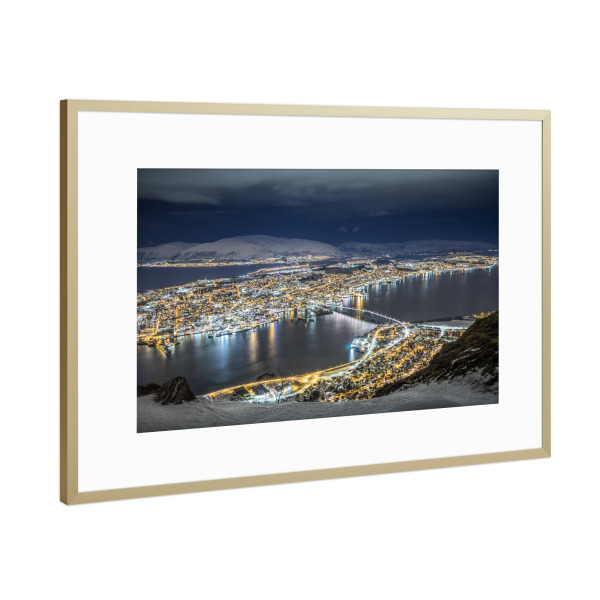 Poster mit Rahmen Gold "Tromso winter's night" artboxONE - Städte