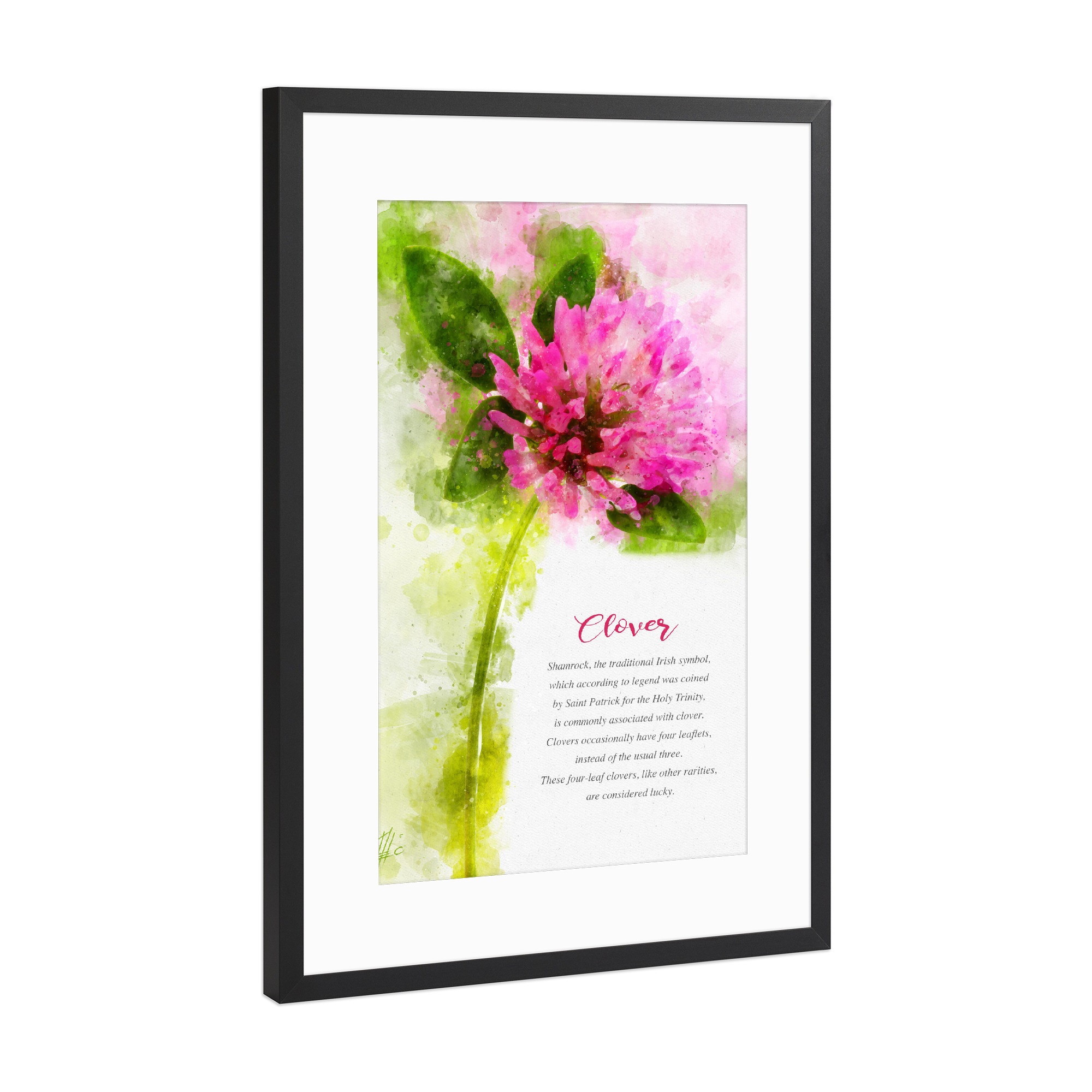 Poster mit Rahmen Schwarz (Metallic) "Clover" artboxONE - Natur,Floral