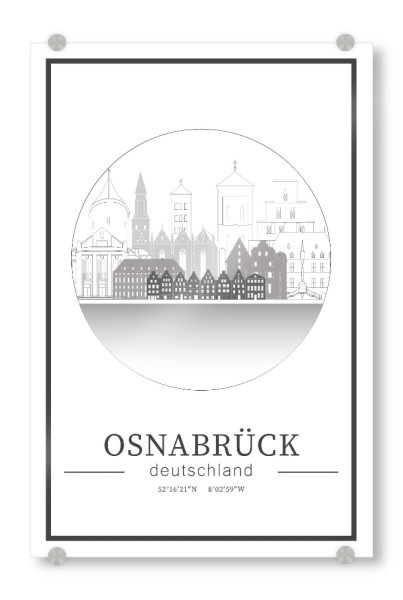 Acrylglasbild "Osnabruck skyline line art circle" artboxONE - Städte,Reise,Architektur,Kartografie