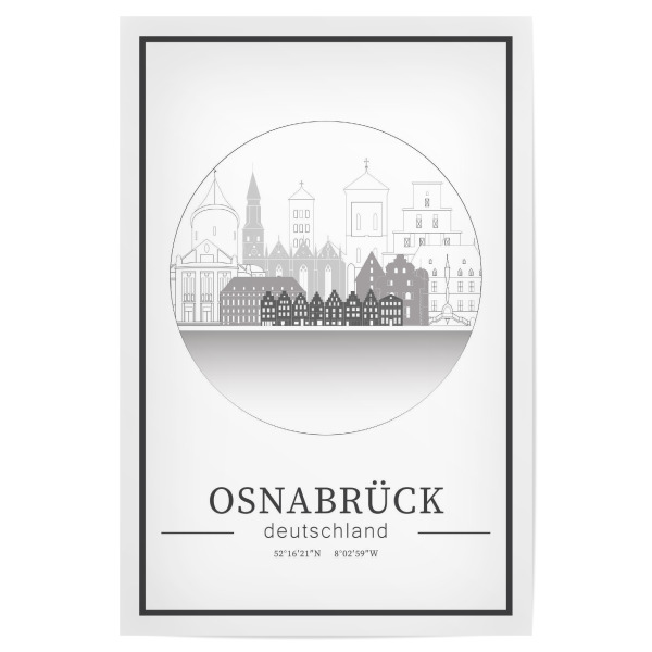 Poster 30x20 cm "Osnabruck skyline line art circle" artboxONE - Städte,Reise,Architektur,Kartografie