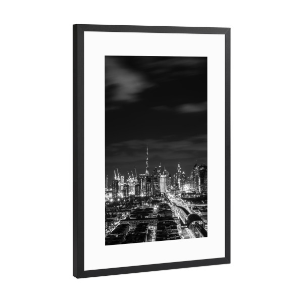 Poster mit Rahmen Schwarz (Metallic) "Dubai at night" artboxONE - Reise,Architektur,Reise / Asien,Städte / Dubai