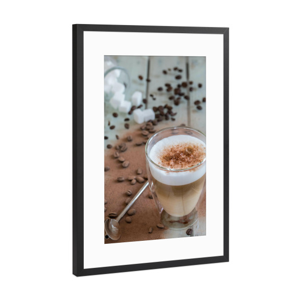 Poster mit Rahmen Schwarz (Metallic) "Zeit für eine Kaffeepause" artboxONE - Essen & Trinken