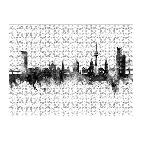 Puzzle Ravensburger "Mannheim Germany Skyline Black" artboxONE - Städte