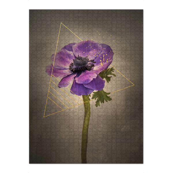 Puzzle Ravensburger "Kronen-Anemone | Vintage-Stil gold" artboxONE - Floral,Geometrie